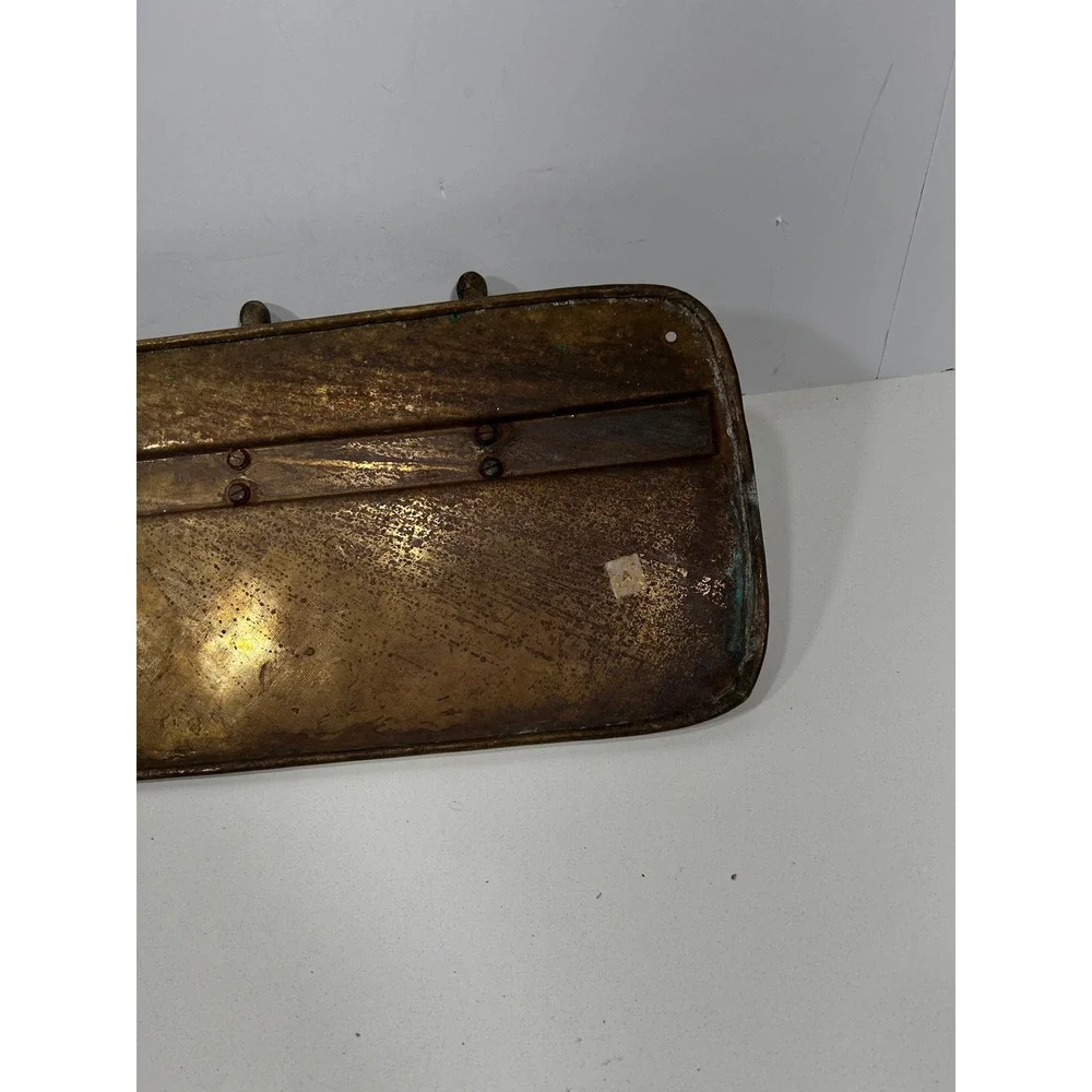 Vintage Antique Brass Wall Mount Coat Rack 3 Hook Industrial Entryway Mudroom